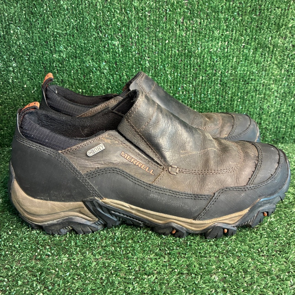Merrell Polarand Rove Moc Waterproof Leather Slip On Hiking Shoe Brown Mens 10.5